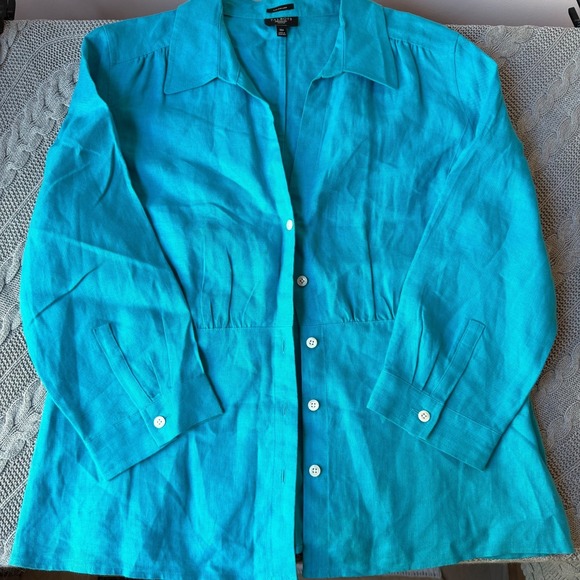 Talbots Tops - Talbots Blouse Pure Irish Linen Women 16p Petite Button Up Minimalist Resort
